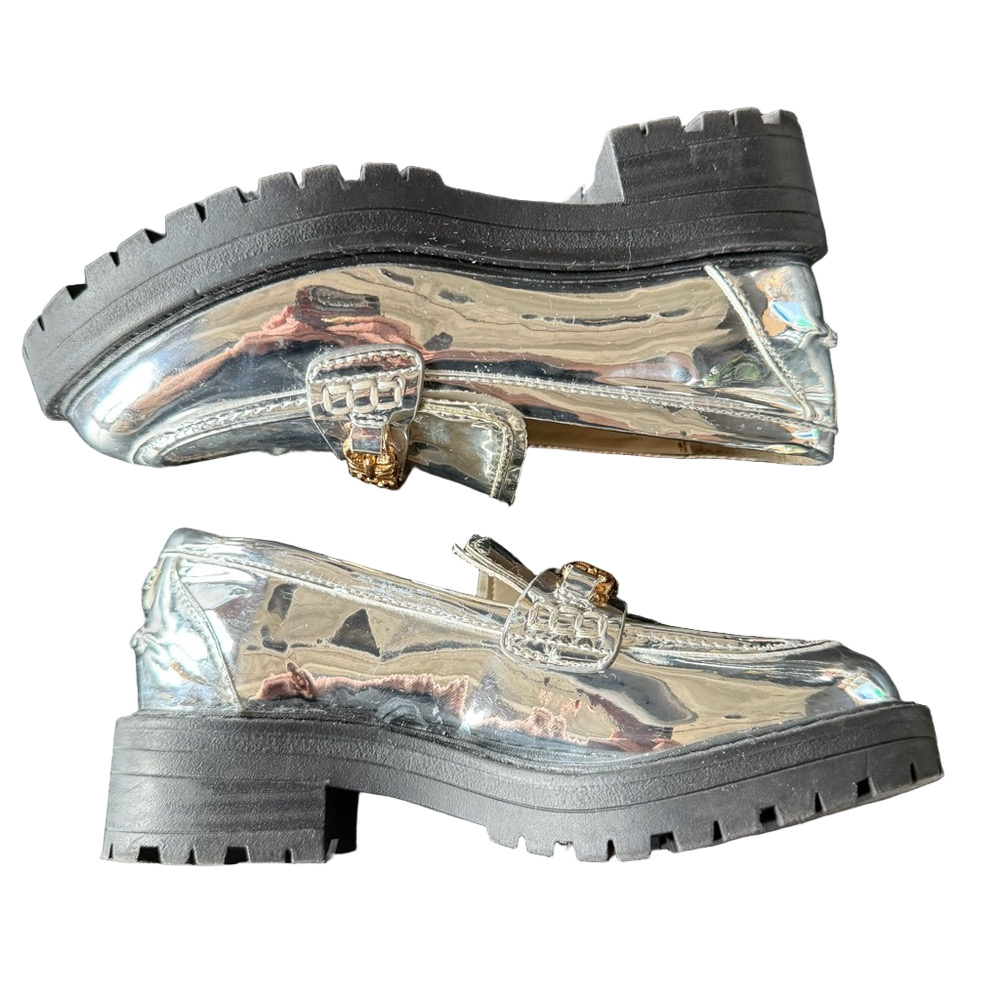 Sam Edelman Silver Loafers with Gild Detail Toddler Girls Size 11